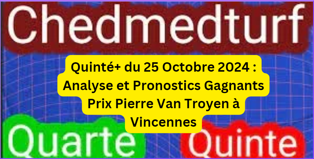 Pronostic PMU Quinté+ du Vendredi 25 Octobre 2024 - Découvrez notre analyse complète pour les courses hippiques du vendredi 25 octobre 2024. Suivez nos conseils de paris et maximisez vos chances de succès.