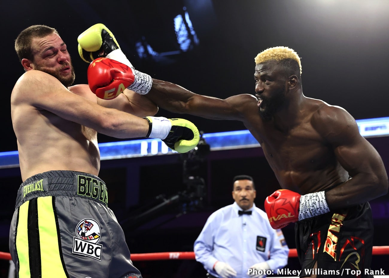 Efe Ajagba vs Joe Goodall action1 boxing photo