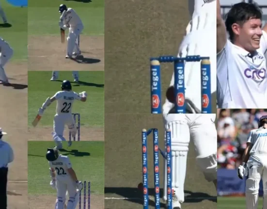 Kane Williamsons bizarre dismissal while deflecting the ball on Day 1 of the 3rd Test.webp