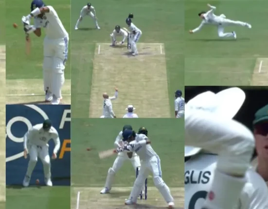 Steve Smith compensates for his earlier mistakes by pulling off an astounding one handed catch to dismiss KL Rahul on Day 4 of the 3rd Test.webp